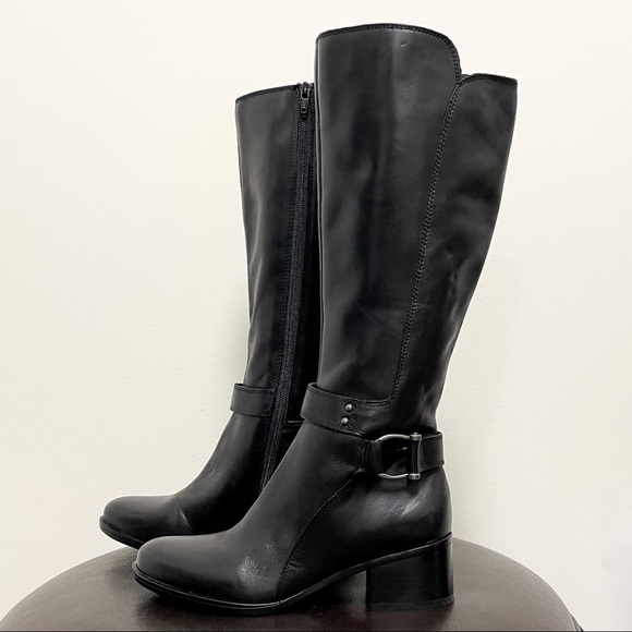 Naturalizer Black Leather Dane Boots 6.5 GUC 2 Inch Heel Mid Calf *no box* - Picture 2 of 12